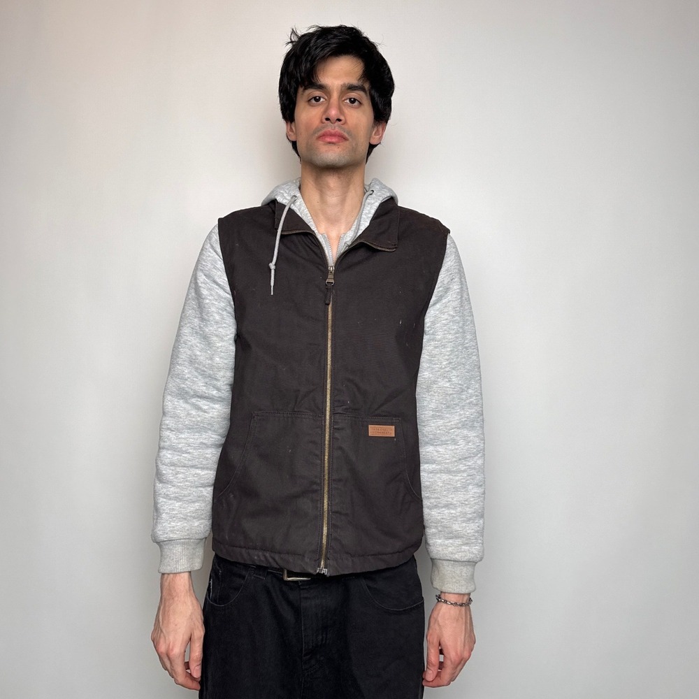 Bass Creek Outfitters Workwear Mens Medium Brown Canvas Layered Hoodie Jacket - Picture 7 of 11